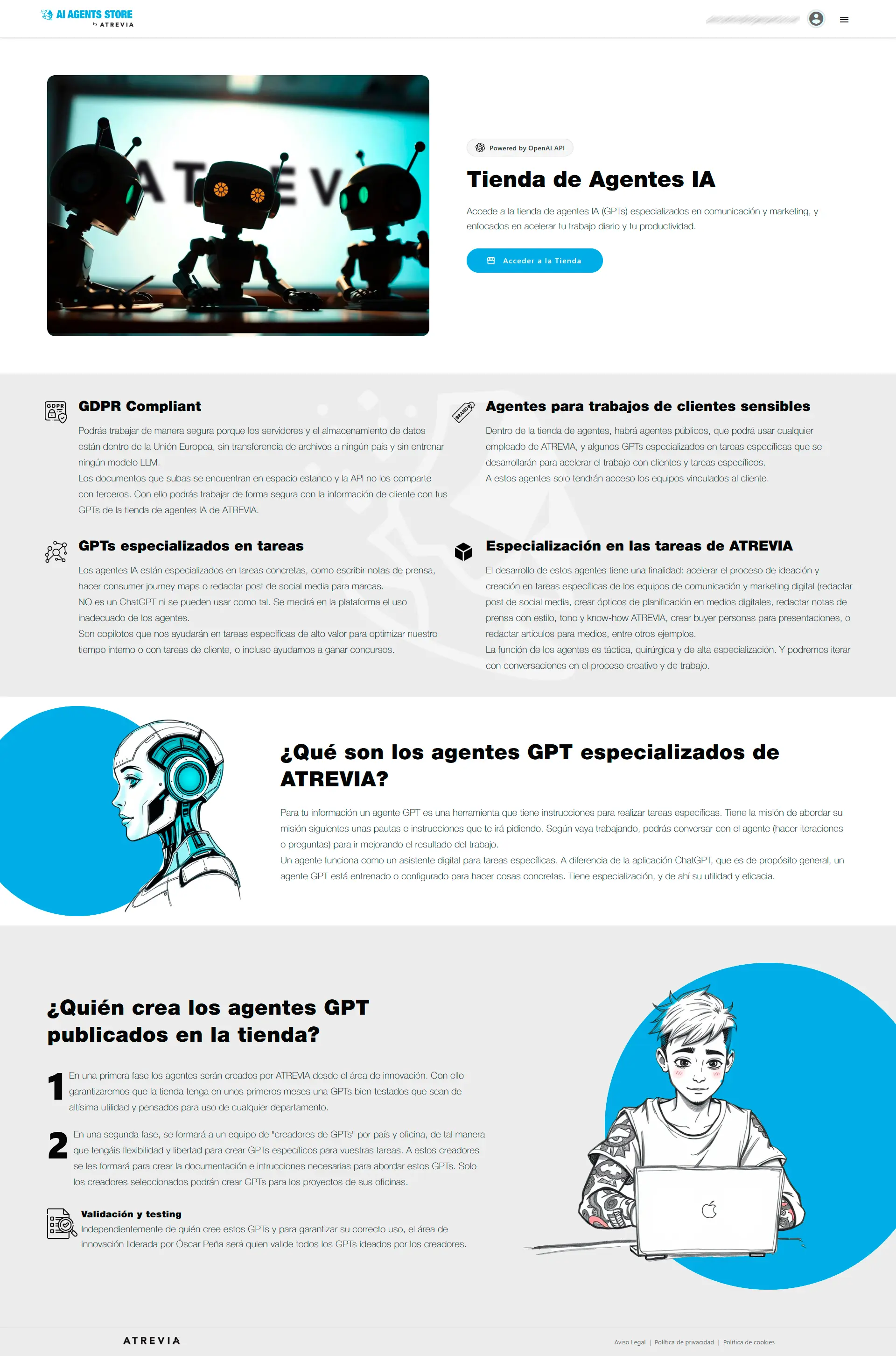 ATREVIA AI Agents Store — Landing de la plataforma