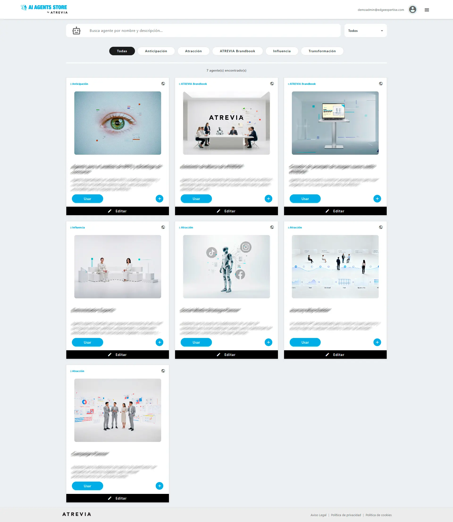 ATREVIA AI Agents Store — Galería de agentes GPT por categoría